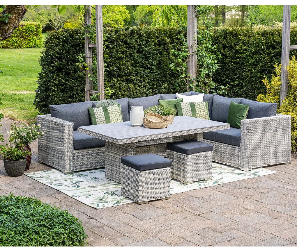 Garden Impressions Tennessee lounge dining set rechts 5-delig vintage willow - texfiber