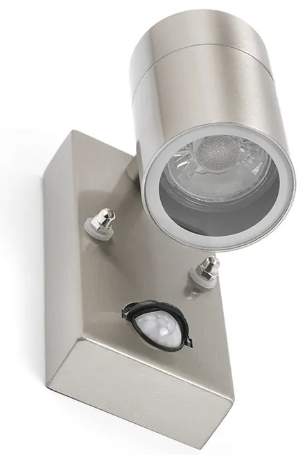 Buitenwandlamp staal IP44 met bewegingssensor - Solo