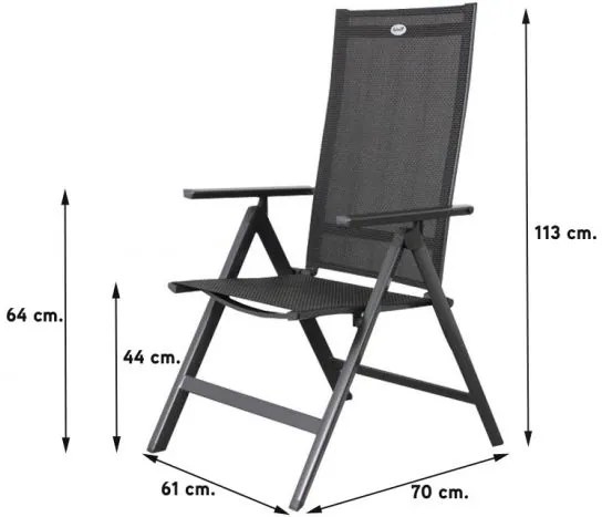 Hartman Napoli/Kings verstelbare tuinset antraciet - 220x100 cm. - Keramiek tafelblad