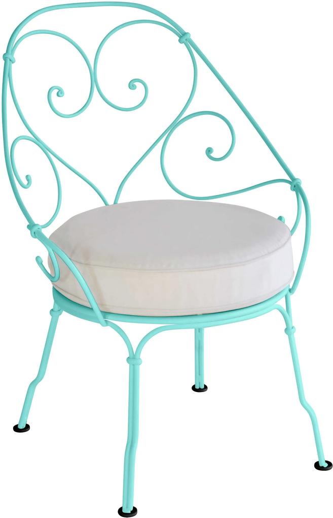 Fermob 1900 fauteuil met off-white zitkussen Lagoon Blue