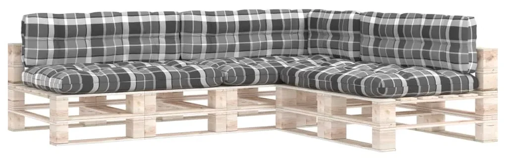 vidaXL Bankkussens pallet 7 st ruitpatroon grijs