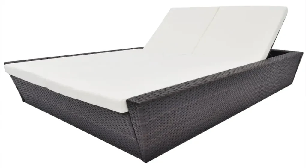 vidaXL Loungebed met kussen poly rattan bruin