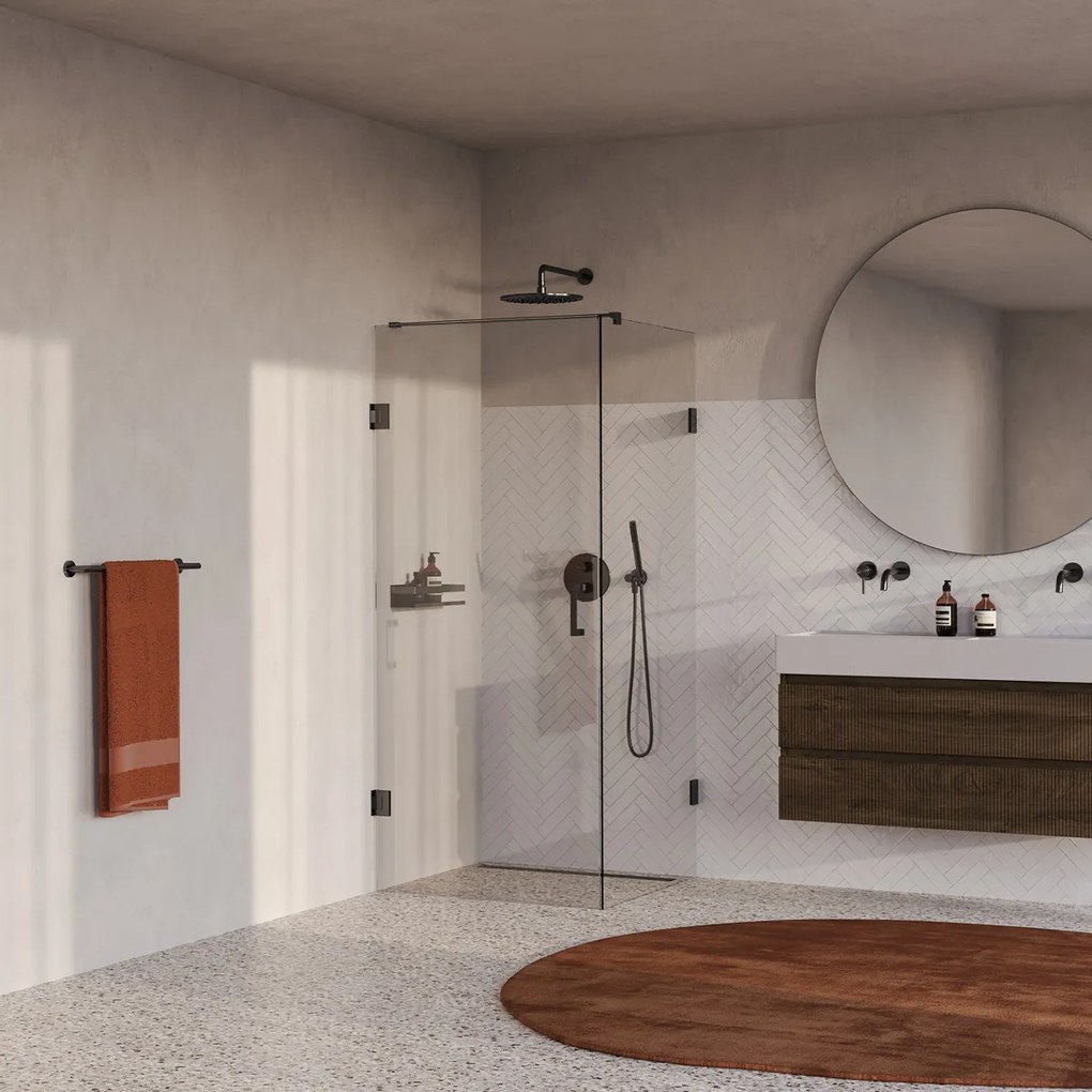 Brauer Void profielloze douchecabine 80x80cm gunmetal geborsteld PVD