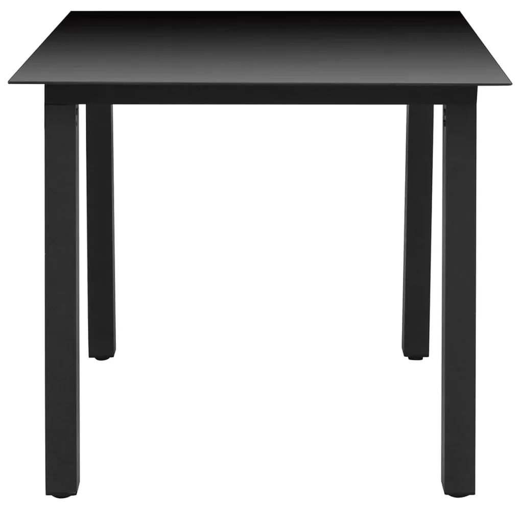 vidaXL Tuintafel 80x80x74 cm aluminium en glas zwart