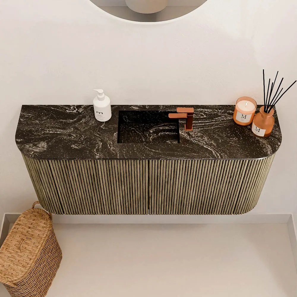 Mondiaz Joya DLux 95cm toiletmeubel ronding links/rechts dusk met wastafel faye midden 1 kraangat lava