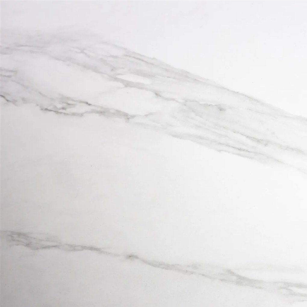 Ovale Eettafel Eiken En Wit Marmer - 200 X 90cm.