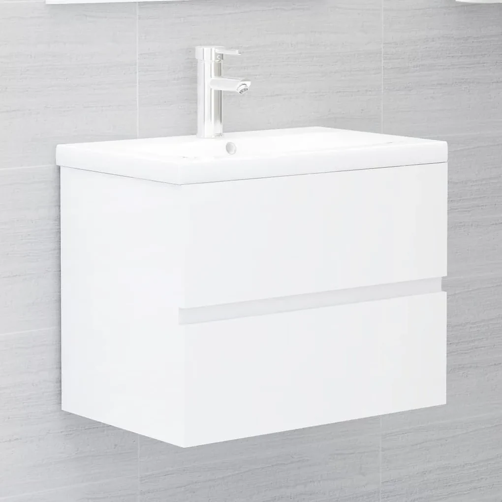 vidaXL Wastafelkast 60x38,5x45 cm spaanplaat hoogglans wit