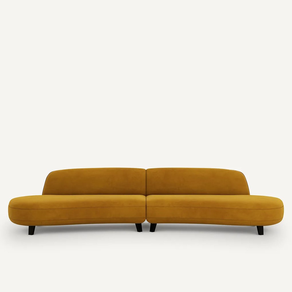 6-zits fluwelen bank, Rosebury, ontwerp Emmanuel Gallina
