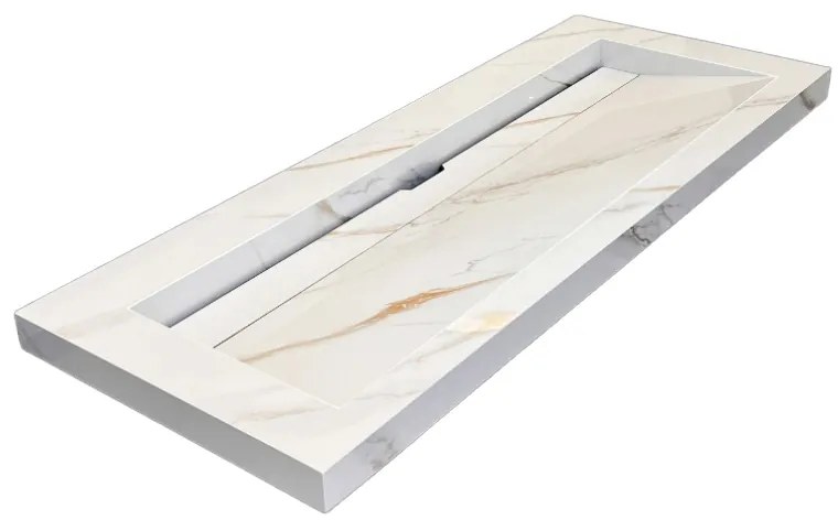 Lambini Designs Quri keramische wastafel 120cm marmer zonder kraangaten