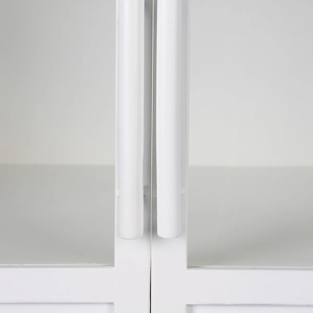 Witte Kast Van Ijzer En Glas - 68x35x150cm.