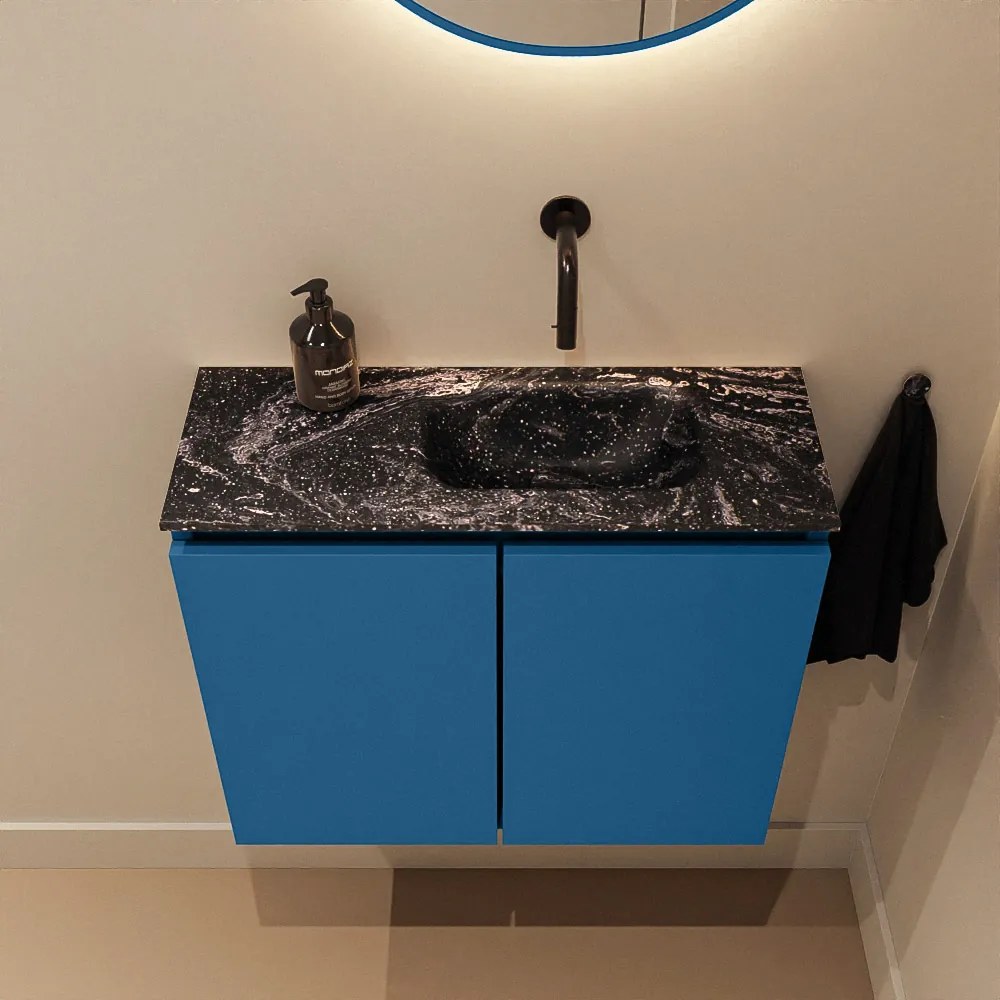 Mondiaz Ture DLux toiletmeubel 60cm jeans met wastafel lava rechts zonder kraangat