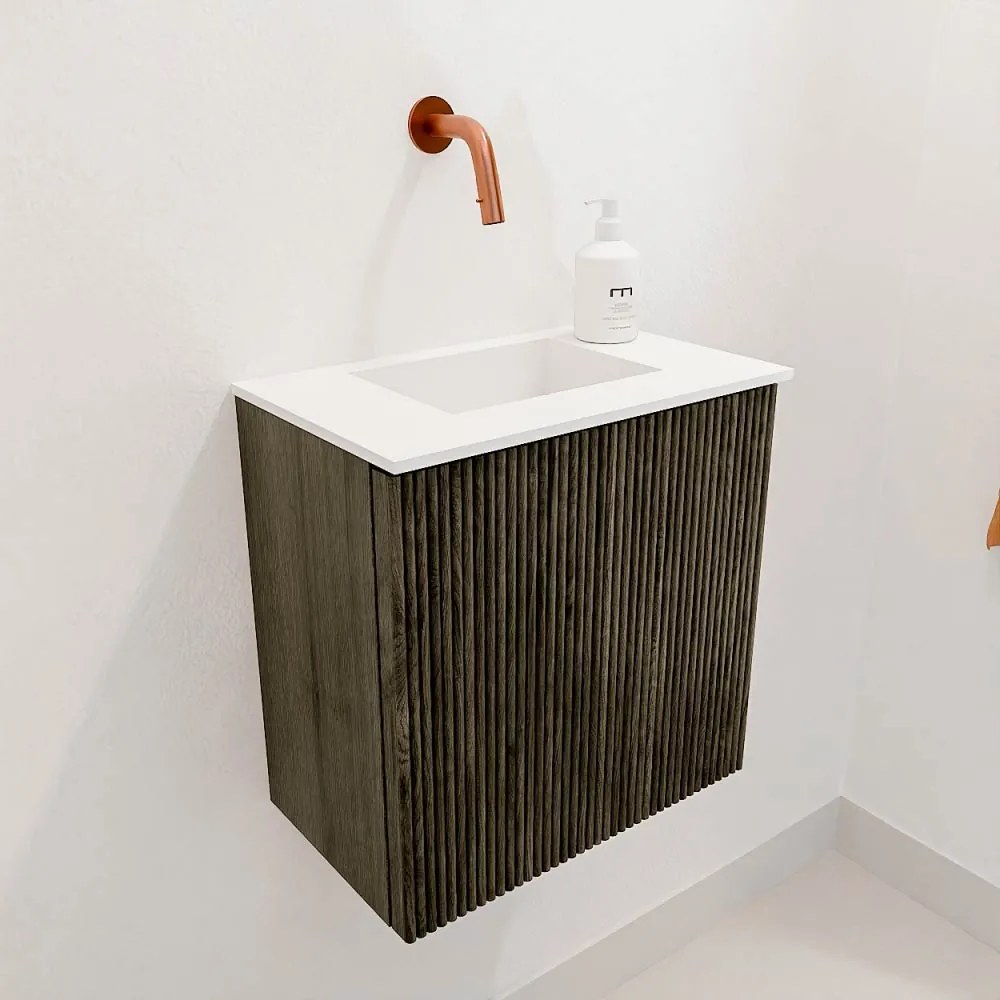Mondiaz Joya 40cm toiletmeubel shadow met wastafel faye midden zonder kraangat talc