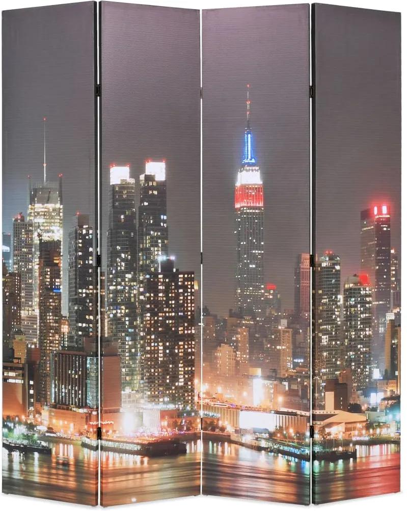 Kamerscherm inklapbaar New York bij nacht 160x170 cm
