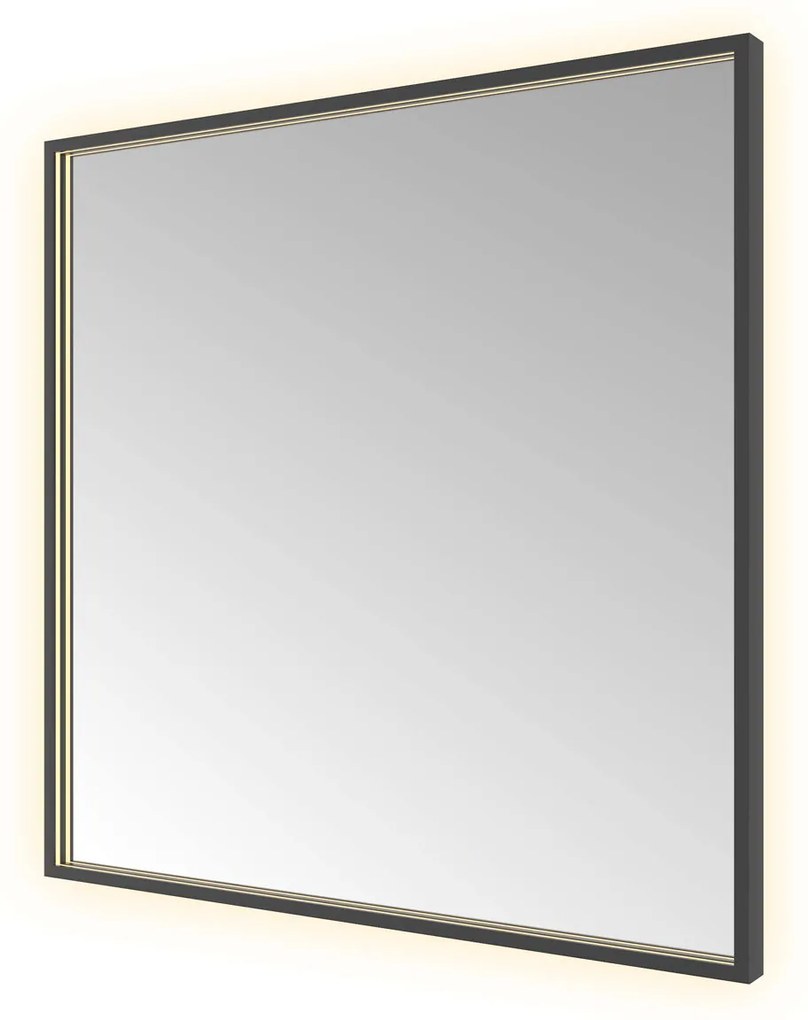 Hotbath &More Square rechthoekige spiegel 80x80cm geborsteld zwart PVD