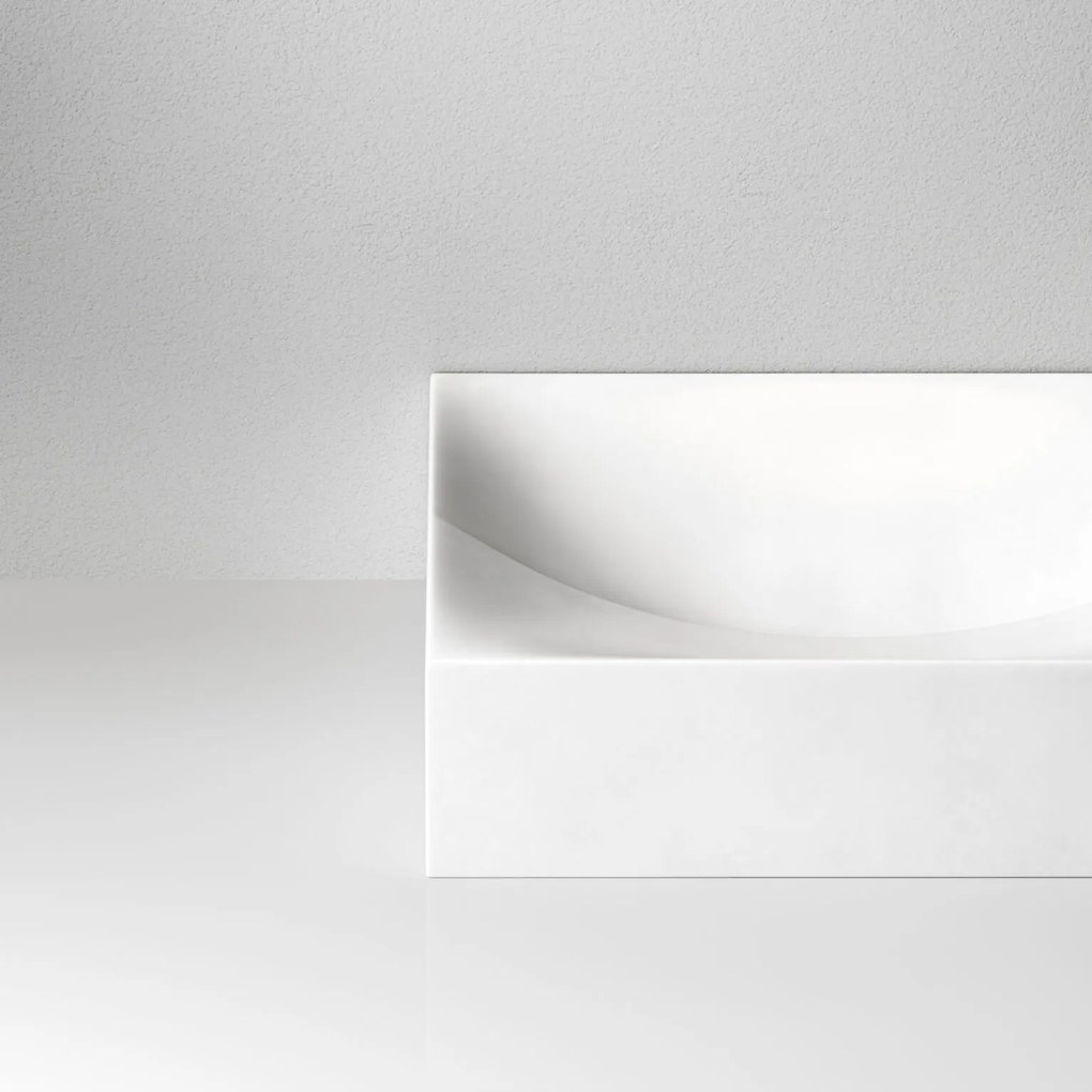 Clou Vale fontein solid surface 38cm zonder kraangat rechts wit mat