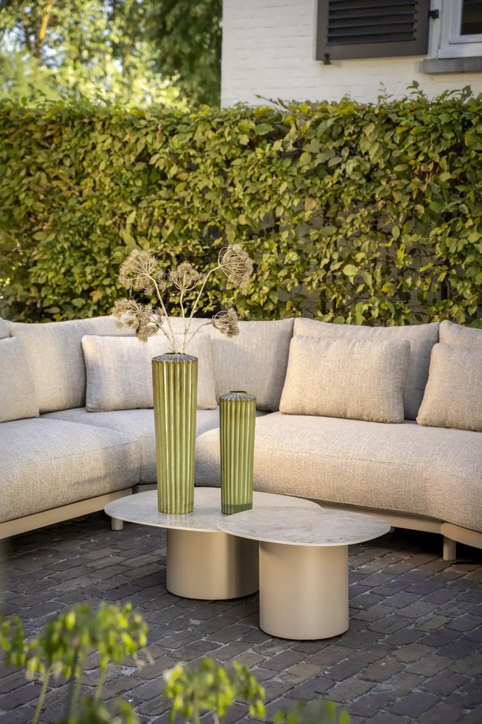 4 Seasons Outdoor Sofie loungetafel latte met zandkleurig keramisch blad 70 x 80 cm Bijzettafel   beige weerbestendig