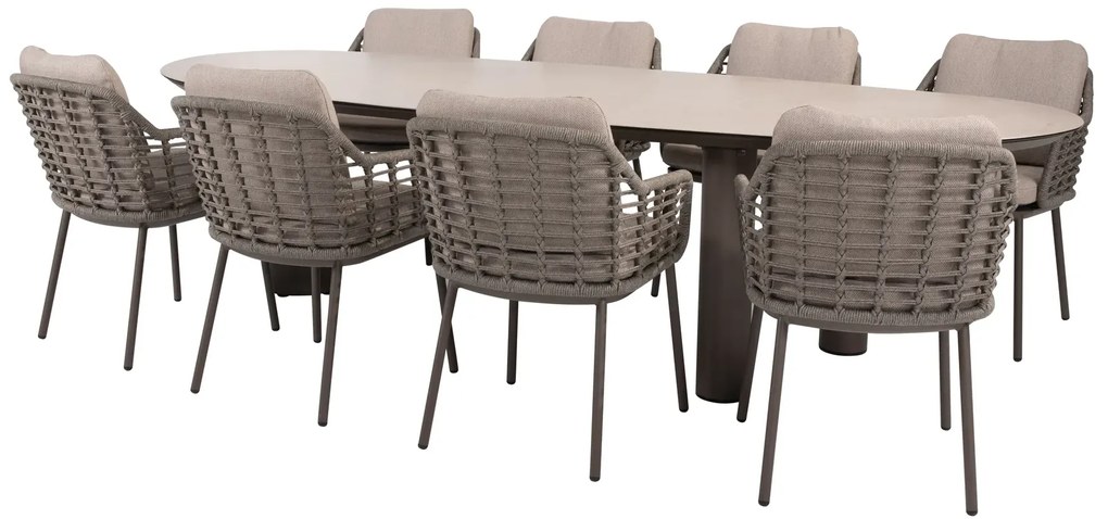 Taste by 4 Seasons Puglia tuinset terre met Denia tafel 290 cm Tuinstoel bruin weerbestendig