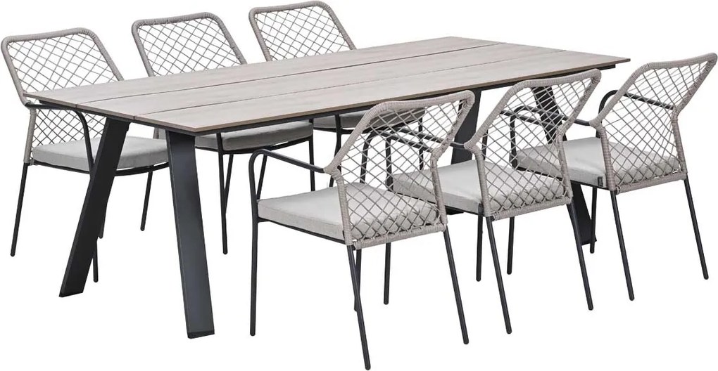 Garden Impressions Ross tuinset sand 7-delig - Braga tuintafel 220x100 cm