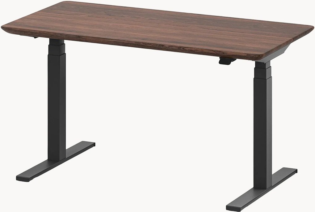 Handgemaakte zit-sta bureau Pro met walnoothouten blad, elektrisch in hoogte verstelbaar