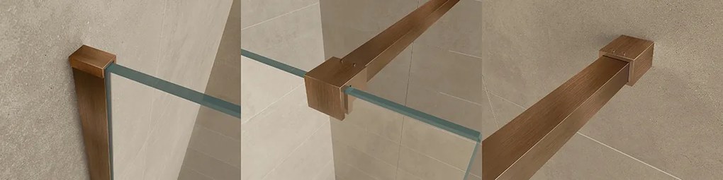 Mueller Slimline muurprofiel en stabilisatiestang voor losse glaswand geborsteld brons