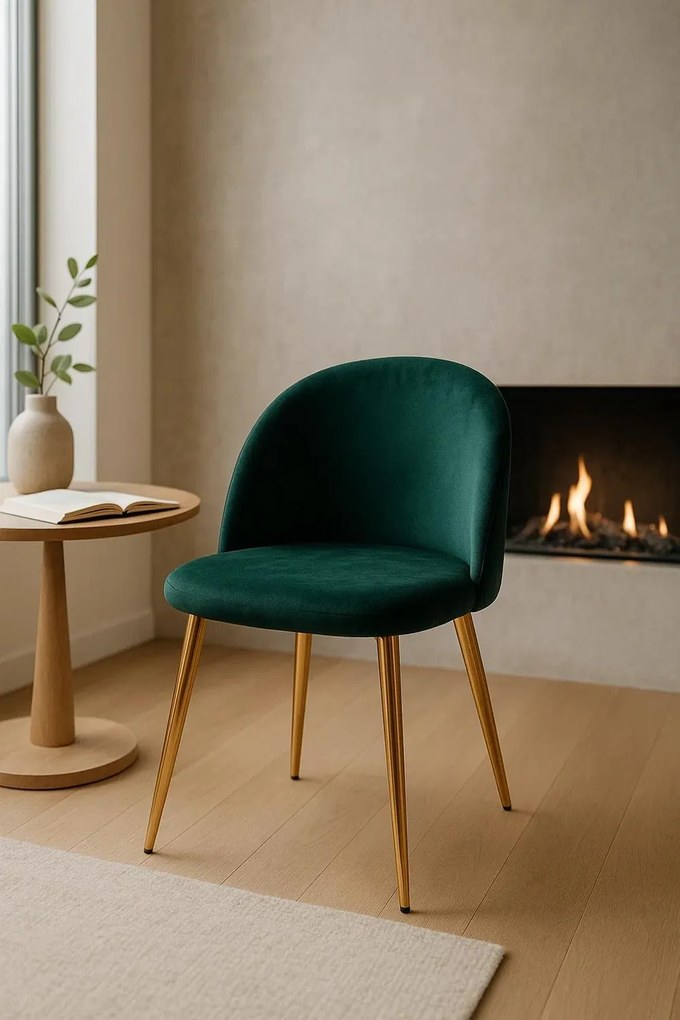 Vint fluwelen Gouden Stoel