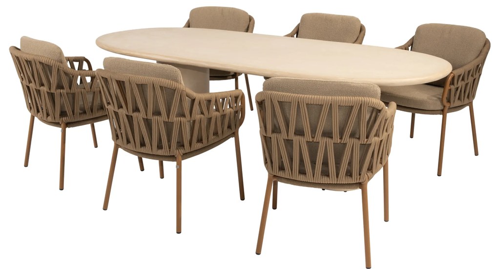 Hampton Biarritz dining tuinset 240x105xH75 cm 7 delig mortex amber 4 Seasons Outdoor