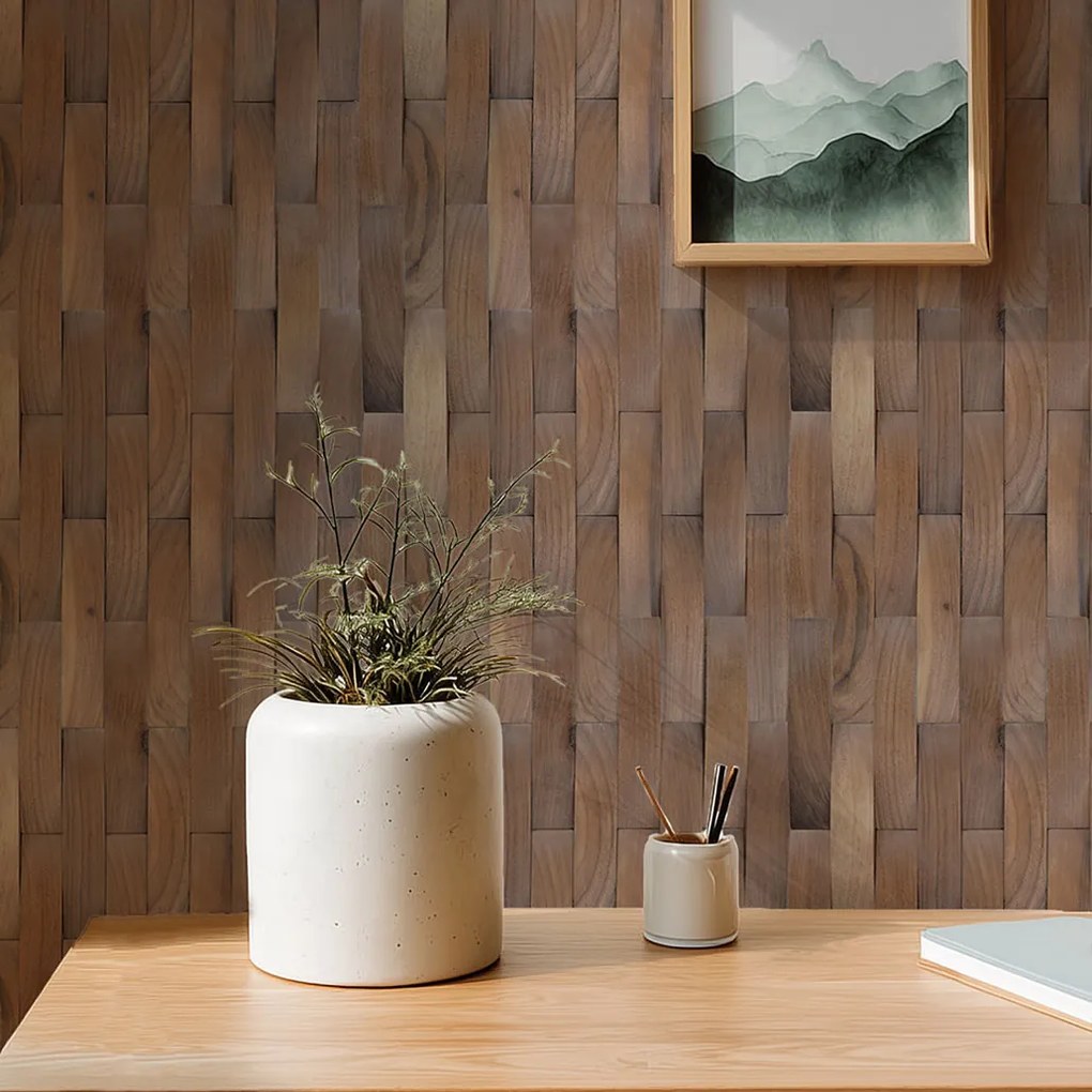 3D Houten Wandpaneel | Walnoot Deep Dusk | 30×30 cm | Wanddecoratie