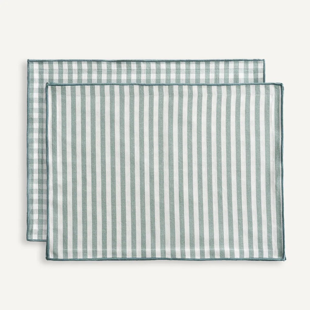 Set van 2 placemats, 30% gerecycled katoen, geweven-geverfd, Soizic