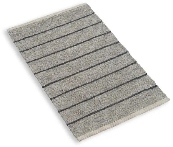 Vloerkleed, gerecycled katoen, grijze streep gemengd, klein, 60 x 90 cm