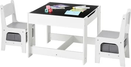 VEVOR Kindertafel met 2 stoelen en stoffen opbergbox onder de stoelen, knutseltafelset voor lezen, leren, tekenen en schrijven, kinderzitset voor kinderdagverblijf, knutseltafel, speeltafel, bureau