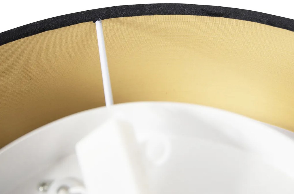 Moderne plafondlamp zwart 40 cm met gouden binnenkant - Drum