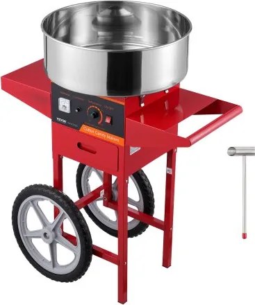 VEVOR Elektrische Suikerspinmachine met kar, 1000W Commerciële Suikerspinmachine met RVS Kom, Suikerschepje &amp; Lade, Perfect voor Thuis, Kinderfeestjes, Familiefeestjes