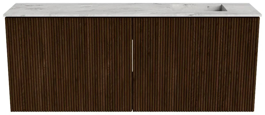 Mondiaz Joya DLux 100cm toiletmeubel walnut met wastafel faye rechts 1 kraangat glace