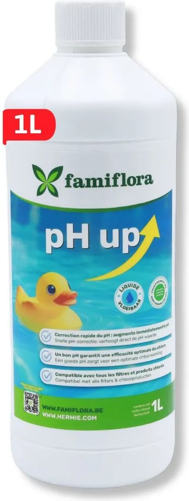 Famiflora pH up vloeibaar 1L - verhoogt de pH-waarde van je zwembad of spa!