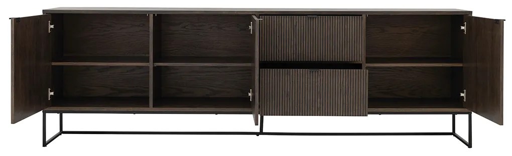 Tenzo Bali Groot Dressoir Met Houten Latjes Gerookt Eiken - 234.5x40x76cm.