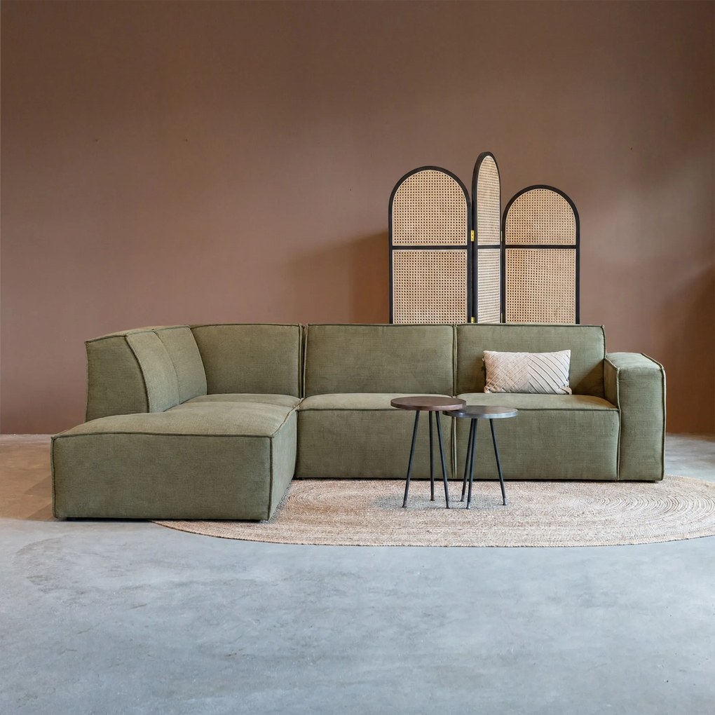 Moderne Hoekbank Groen Ottoman Links