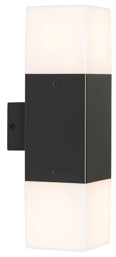 Buiten wandlamp zwart met opale kap 2-lichts IP44 - Denmark Modern E27 IP44 Buitenverlichting