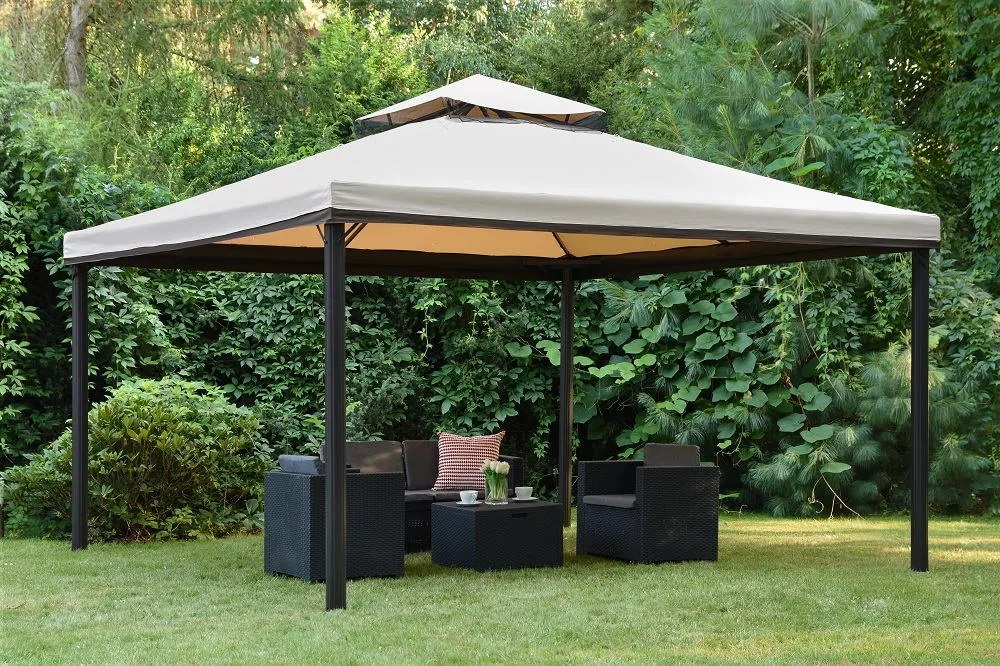 Crèmekleurig tuinpaviljoen Valencia 4x4 m Garden Point