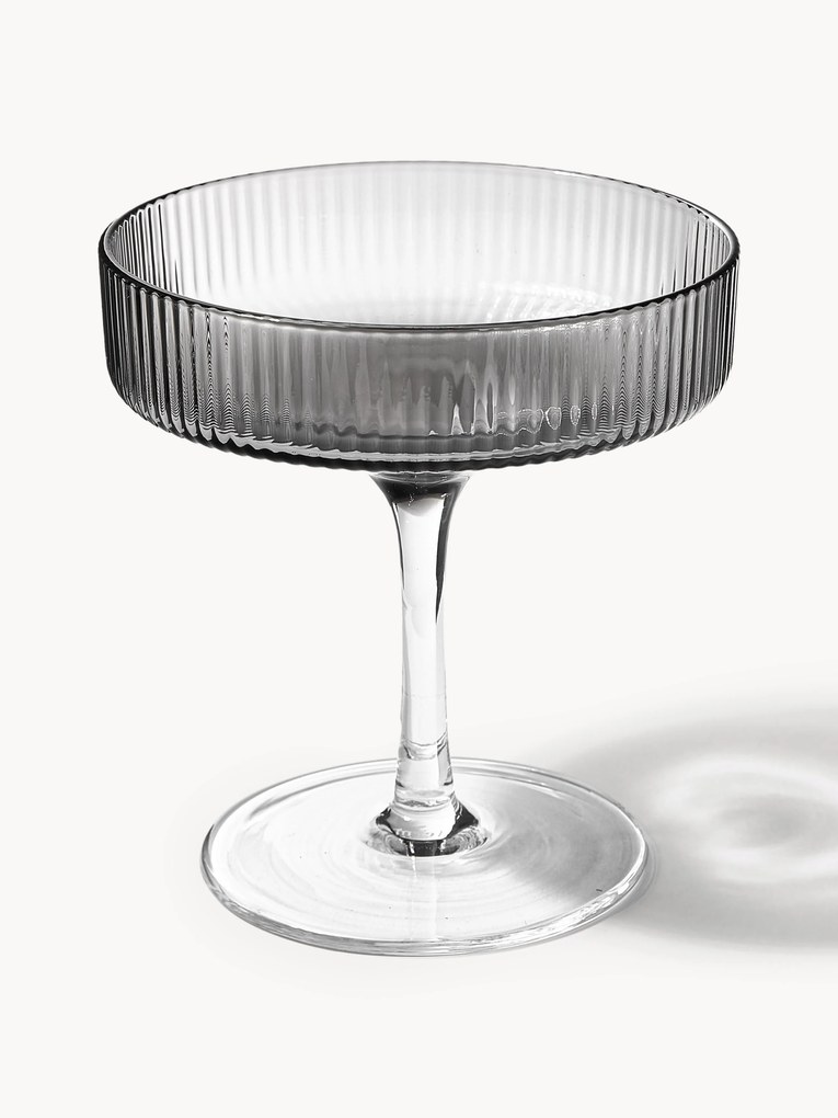 Mondgeblazen champagneglazen Ripple met reliëfpatroon, 2-delig