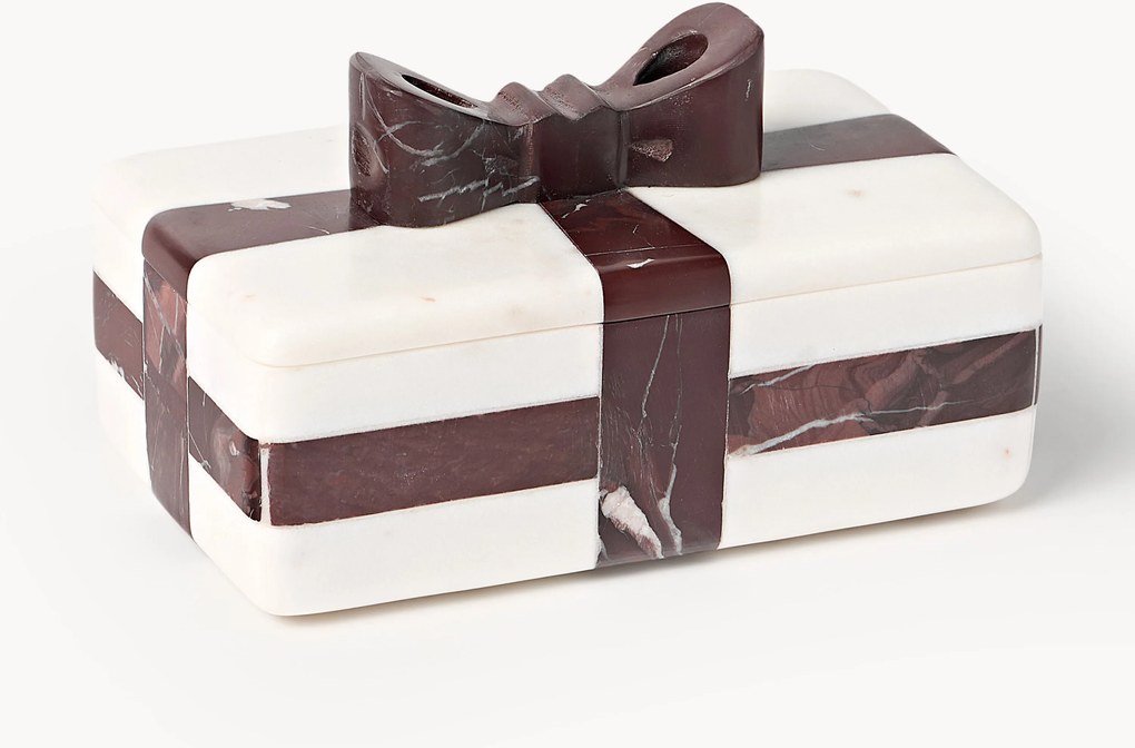 Decoratieve kerstdoos Cutemas, Rosso Levanto marmer, B 19 cm