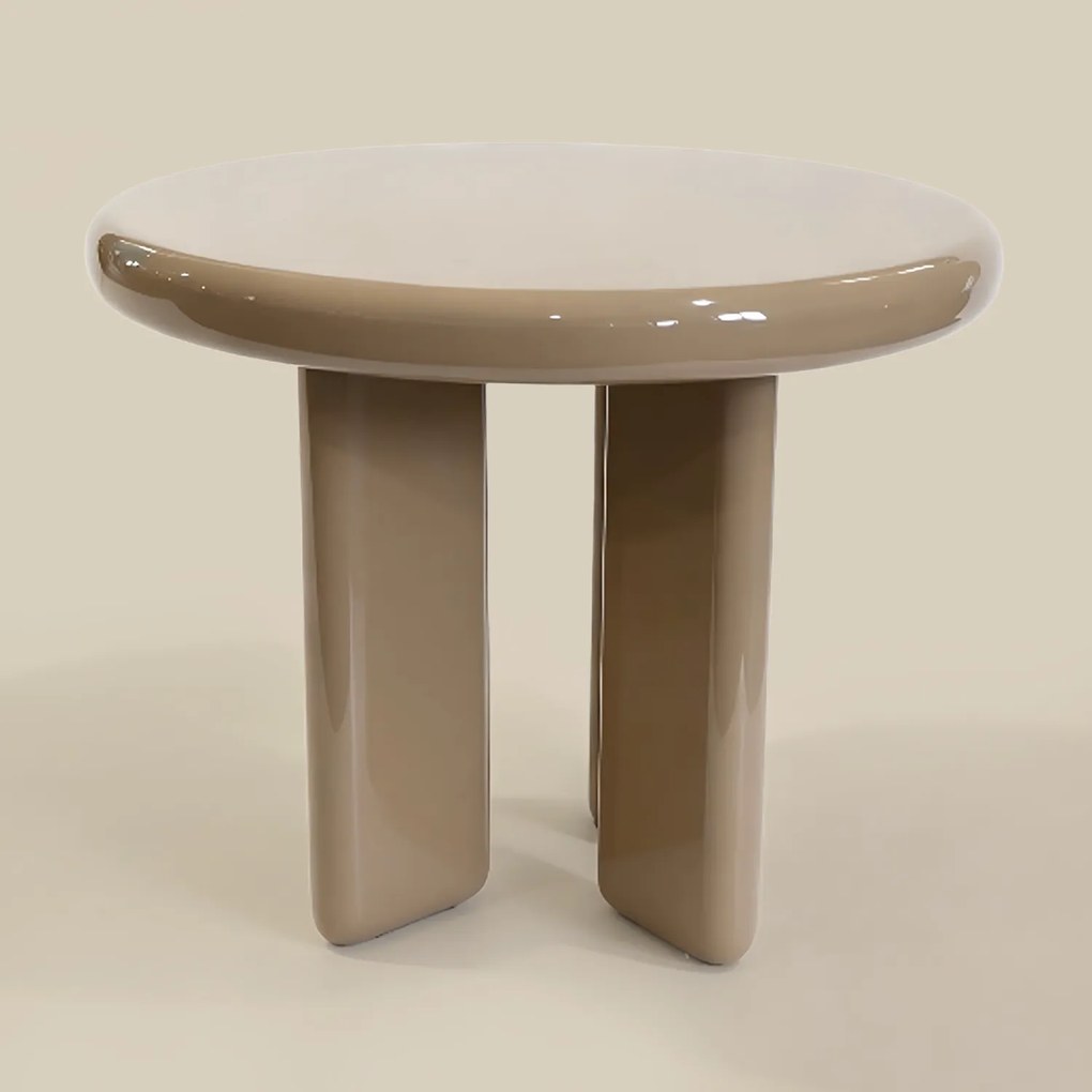 Hoogglans Salontafel Taupe 50 Cm Rond - 51 X 51cm.