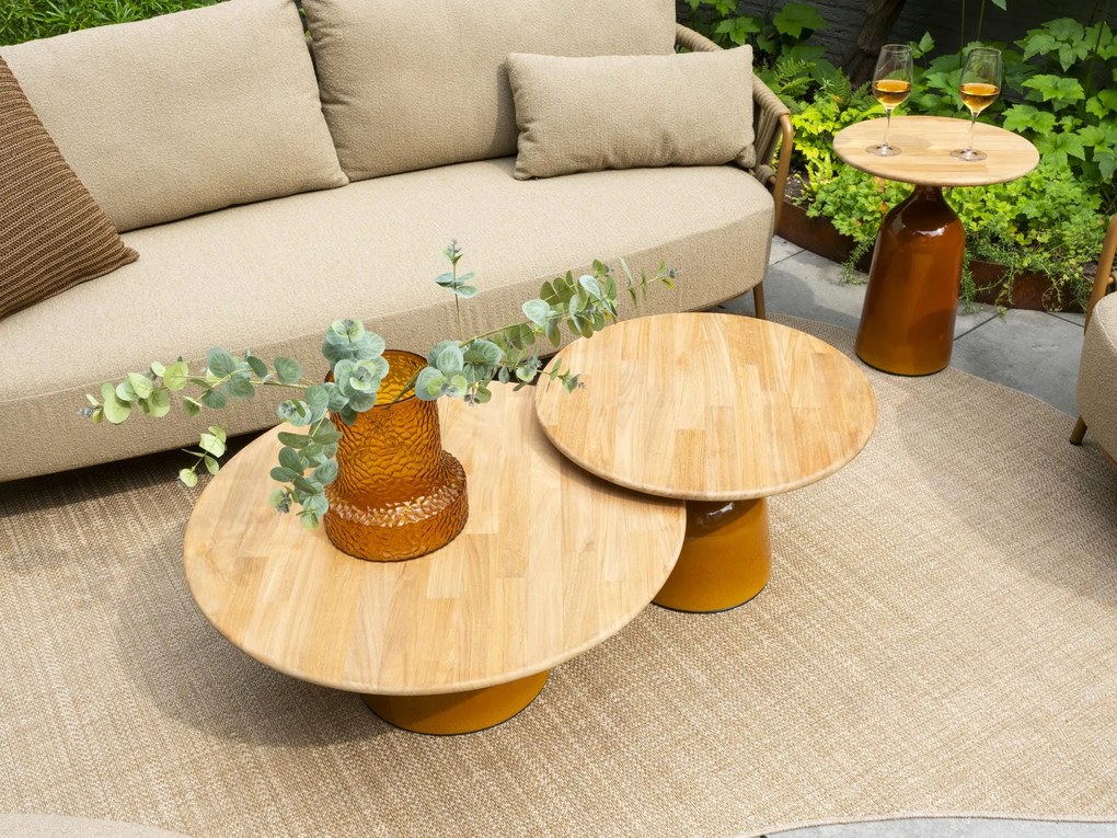 4 Seasons Outdoor June loungetafel caramel met rond blad Ø 60 cm SALE Loungetafel   beige weerbestendig