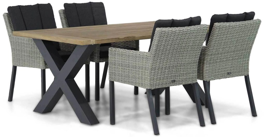 Tuinset 4 personen 180 cm Wicker Grijs Garden Collections Oxbow/Cardiff