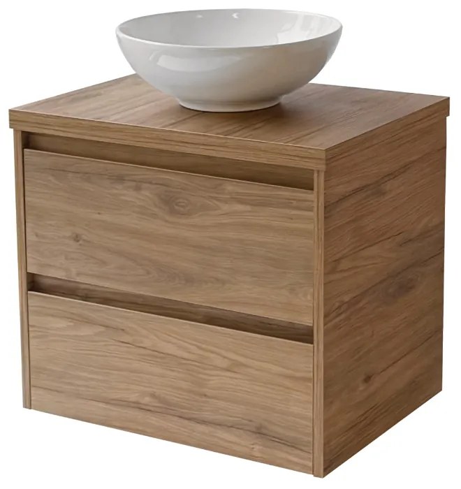 Sanicare Avenza badmeubel 65cm diveria oak met ronde witte waskom