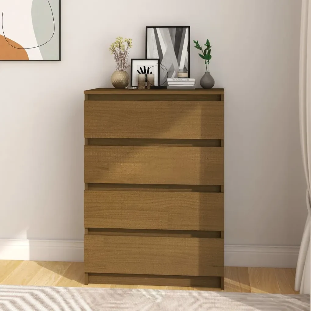 vidaXL Bijzetkast 60x36x84 cm massief grenenhout honingbruin