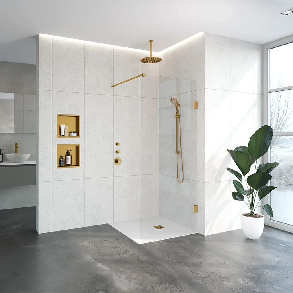 Brauer JC profielloze inloopdouche 90cm goud geborsteld