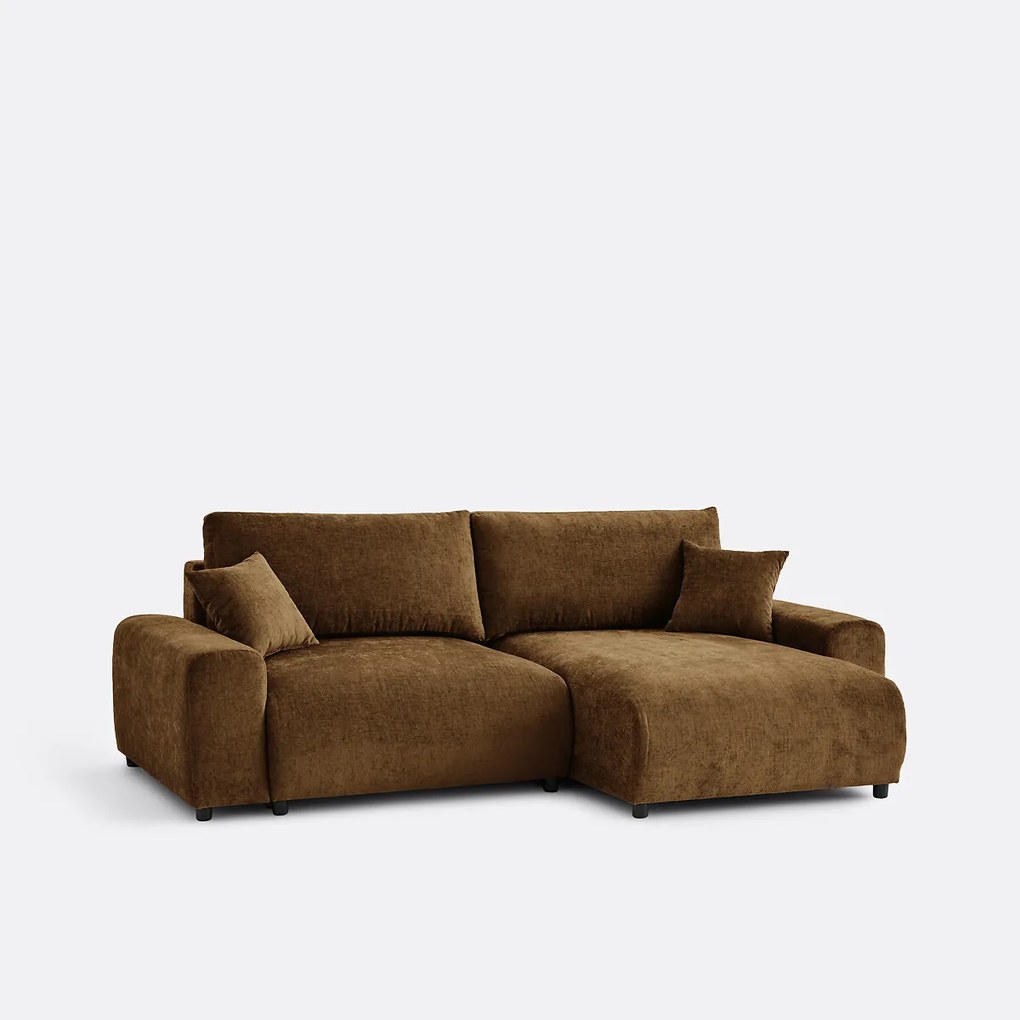 Omkeerbare hoekbank, omvormbaar, met box, in gevlamde chenille, GALENE