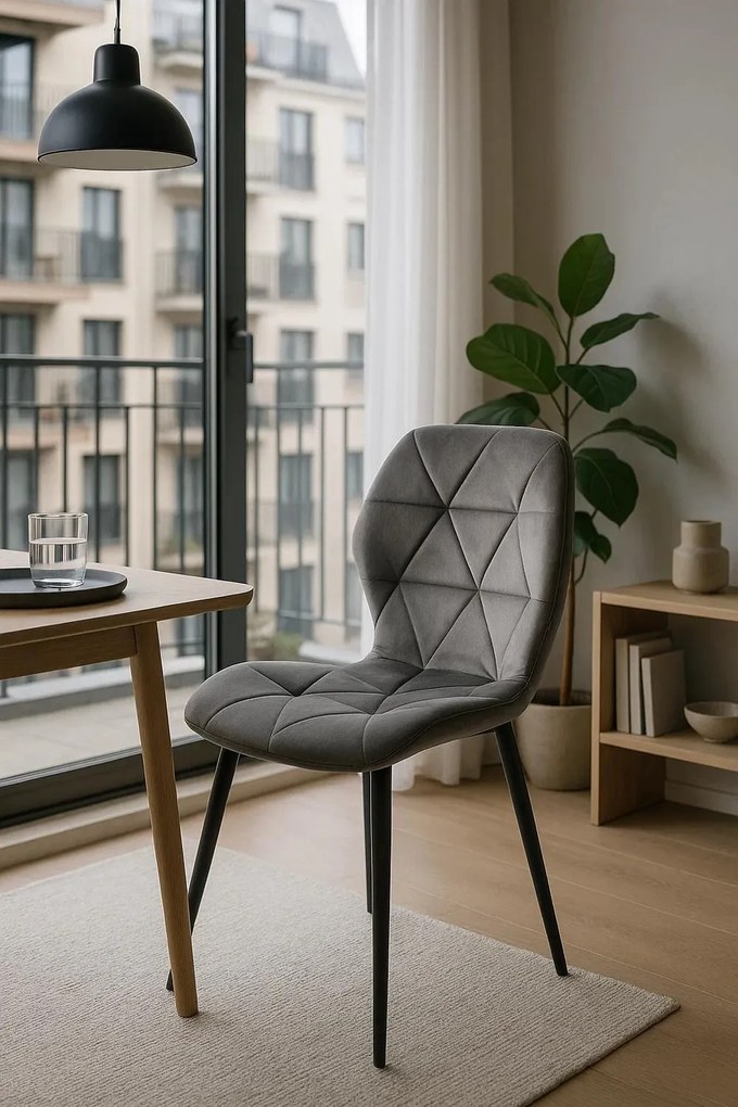 Sesel Fluwelen Stoel met Zwarte Poten