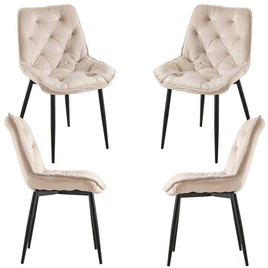 Set van 4 Miska fluwelen stoelen