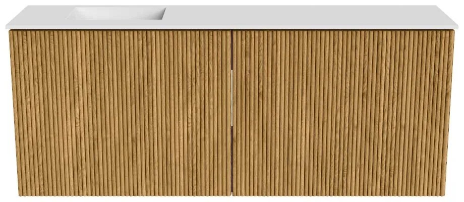Mondiaz Joya 100cm toiletmeubel oak met wastafel faye links zonder kraangat talc